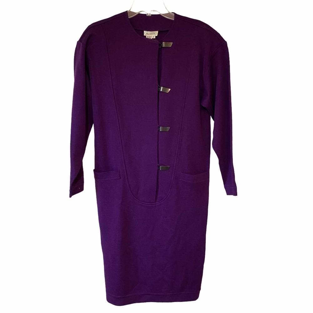 Vintage Neil Martin 1980’s Dress Acrylic Wool Purple Sz Medium
